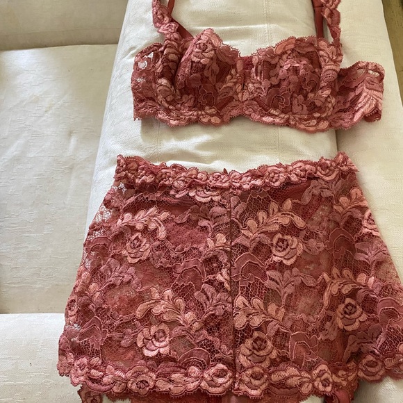 LaPerla Lingerie Lace Set NWOT size 34B panties size 1-32 rust lace beautiful - Picture 3 of 7